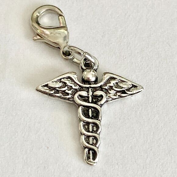 Caduceus Clip On Charm Zipper Pull Bag Purse Charm Graduation Gift RN MD DO ARNP - Picture 5 of 8